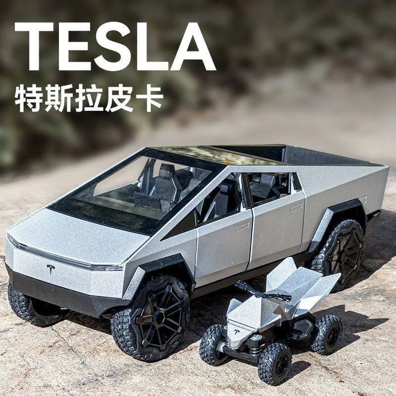 1:32特斯拉皮卡合金车模型仿真越野车儿童玩具房车收藏摆件