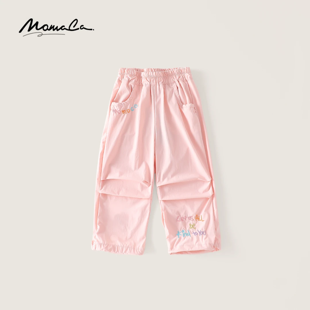 MOMOCO夏季款女童欧若风甜美多巴胺彩色字母梭织长裤77620354001