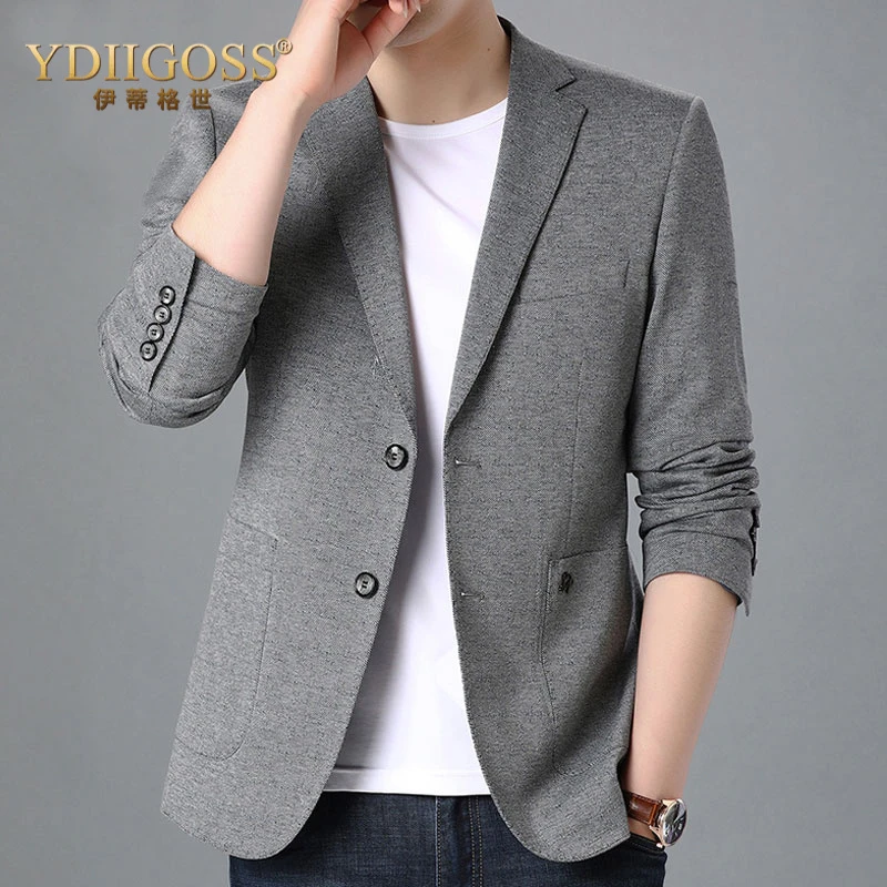 YDIIGOSS休闲西服男春秋新款单西韩版修身免烫薄款小西装外套男装