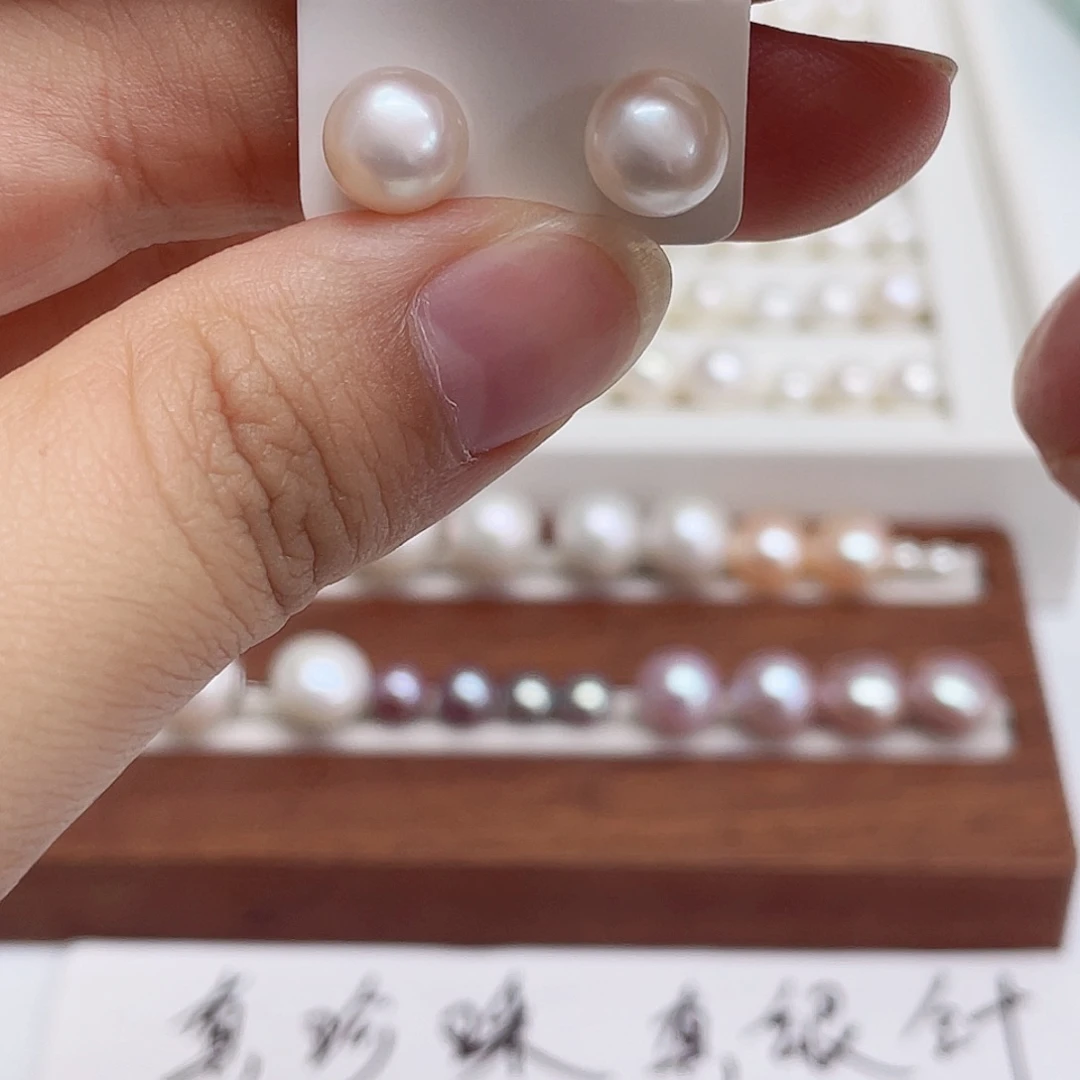 银S925镶嵌淡水珍珠耳饰阿**气