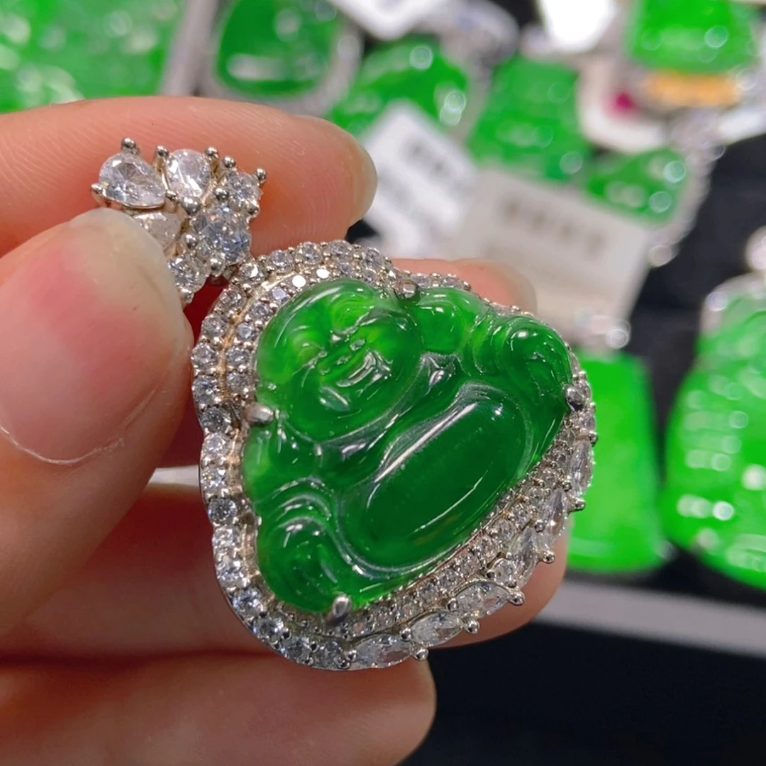 翡翠吊坠(不含链)银S925镶嵌