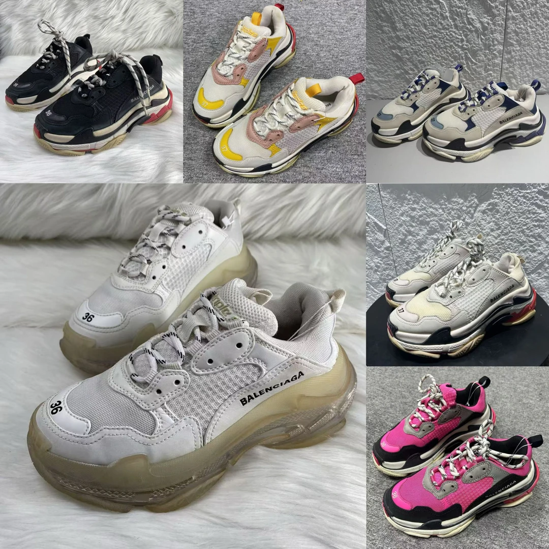 95新 Balenciaga/巴黎世家 码数多/米亚女鞋/ 经典厚底拼色老爹鞋