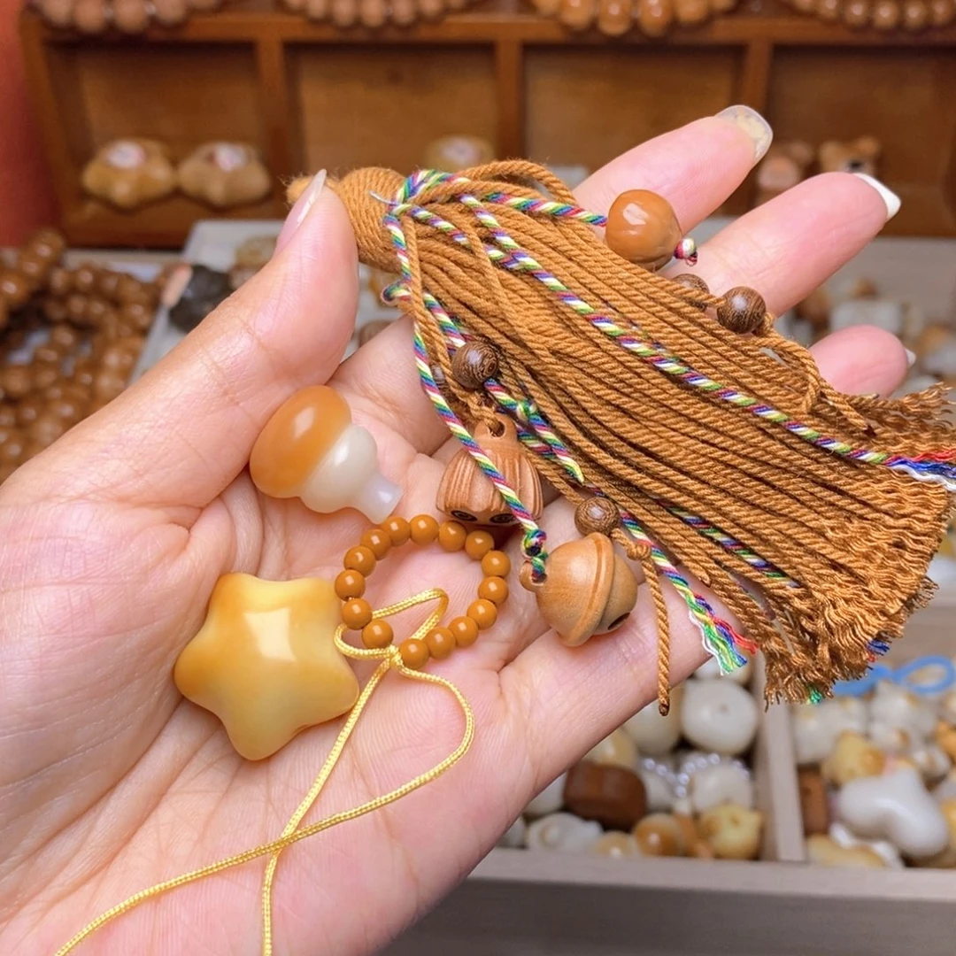 猴头核桃手串星星葫芦棕跑金色豪华流苏