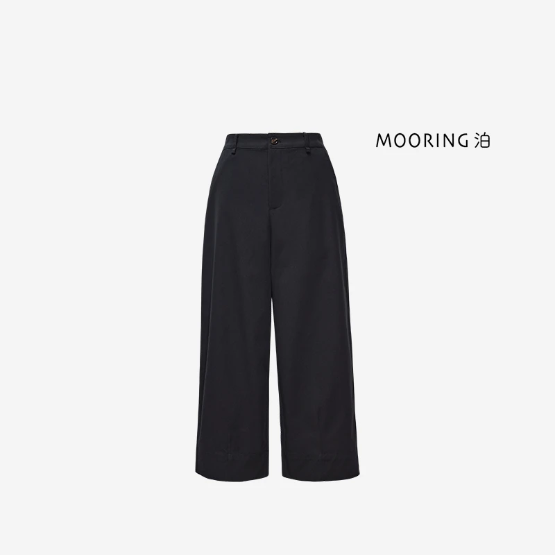 MOORING泊 天放系列 |新款有机棉混纺高腰折边宽松阔腿休闲裤