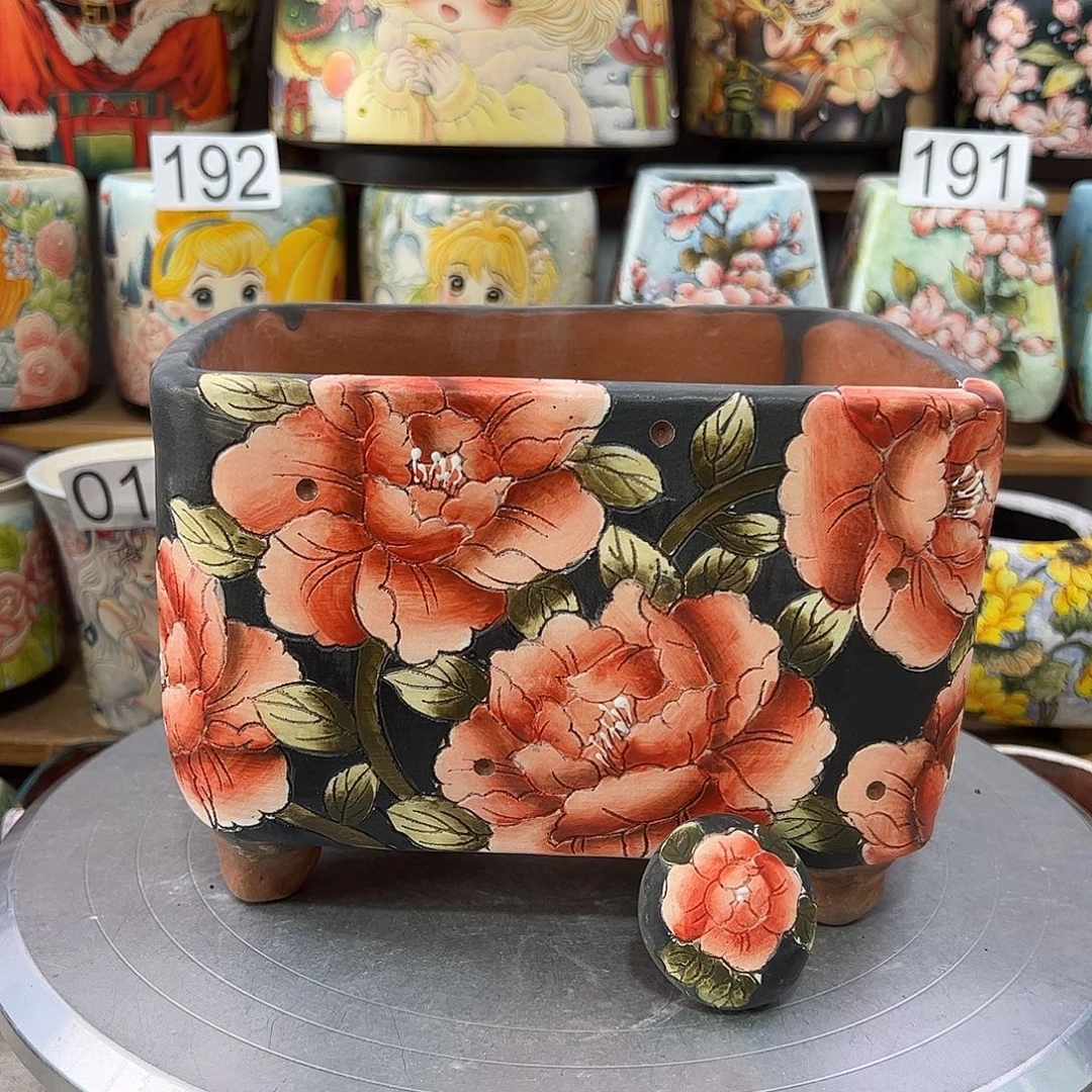 景德镇炫彩手绘口18*13高13.5