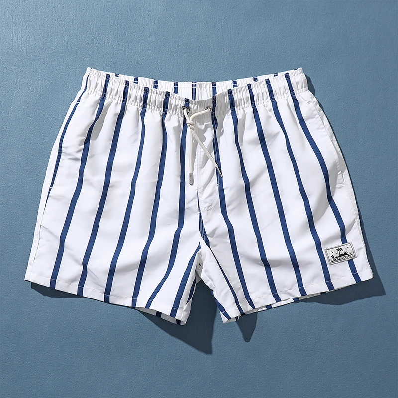 白色条纹运动速干短裤男夏季宽松透气直筒健身跑步白色短裤男款