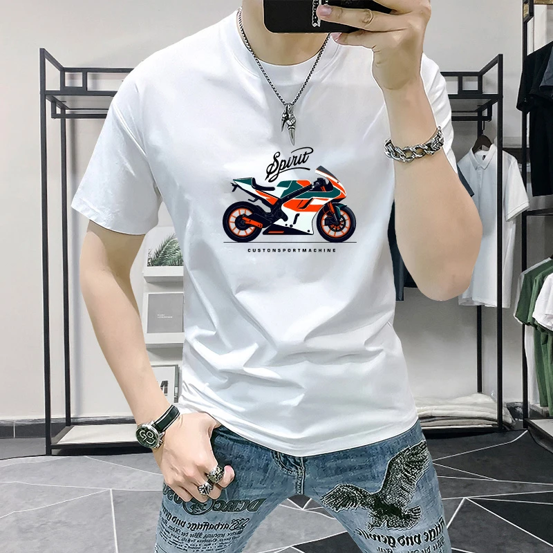 短袖t恤男士2025夏季新款潮牌潮流修身男生印花ins百搭上衣T恤