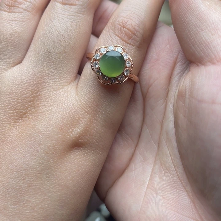 和田玉（碧玉）银S925镶嵌戒指