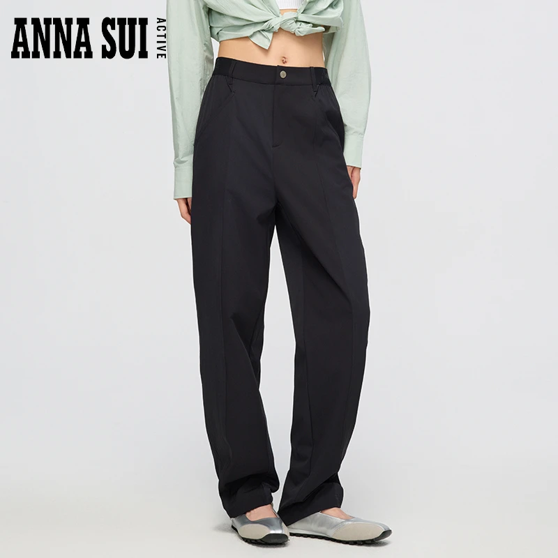 ANNA SUI安娜苏运动 防泼水透气舒适直筒弹力梭织长裤女25139097A