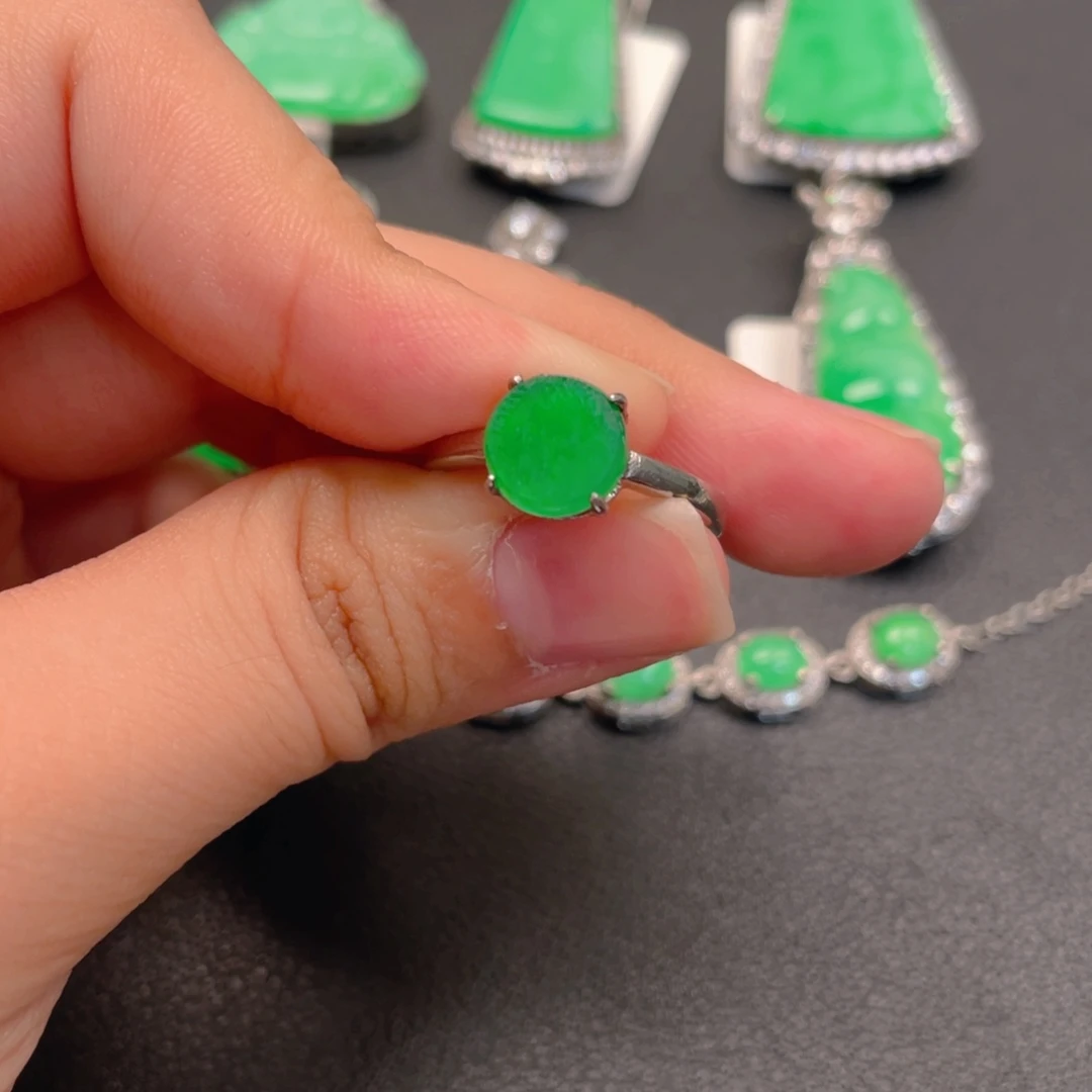 翡翠银S925镶嵌吊坠(不含链)