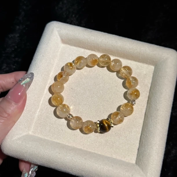 Elyssia纯天然黄塔晶+虎眼石