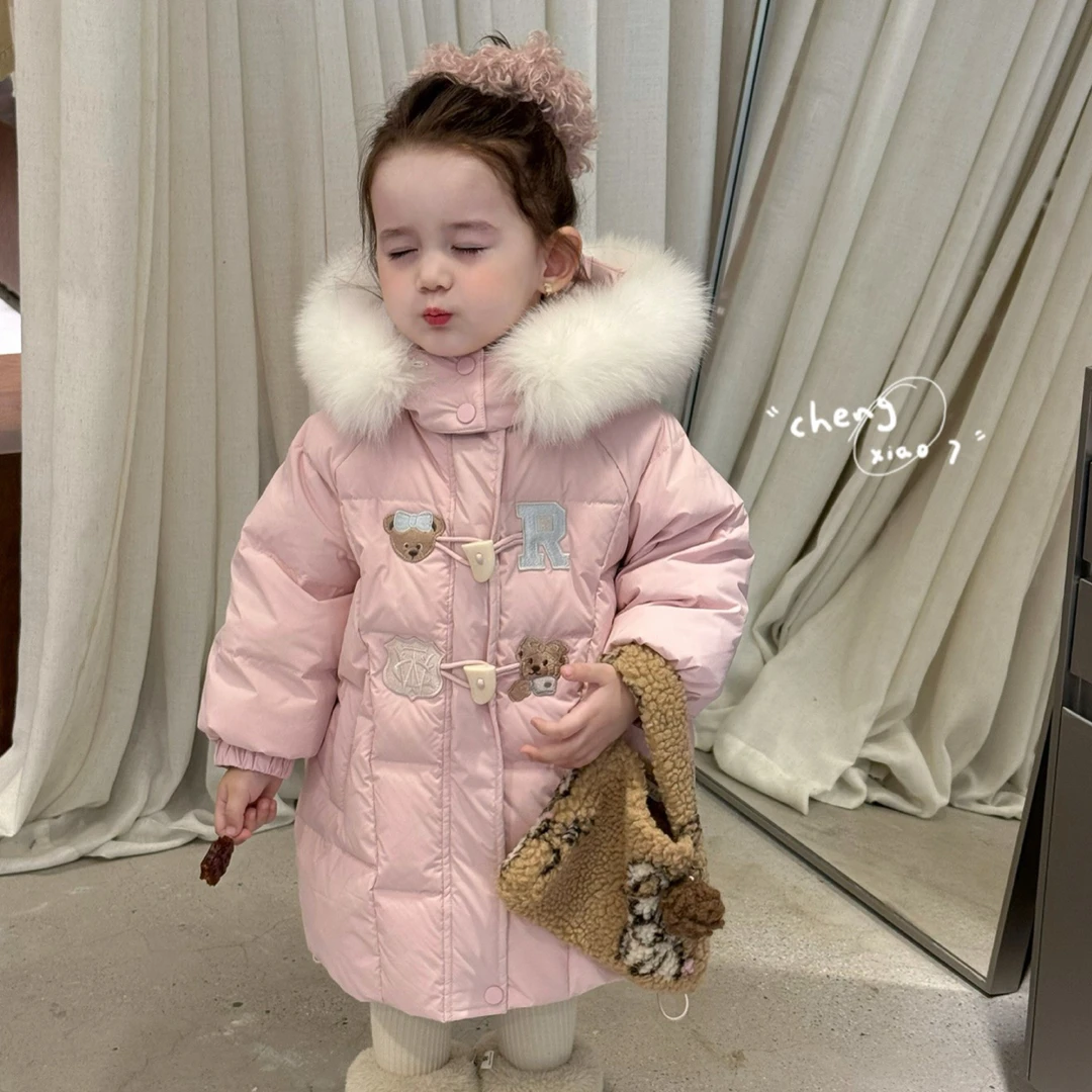 『橙小七正版』粉色小熊连帽羽绒服XQ55536