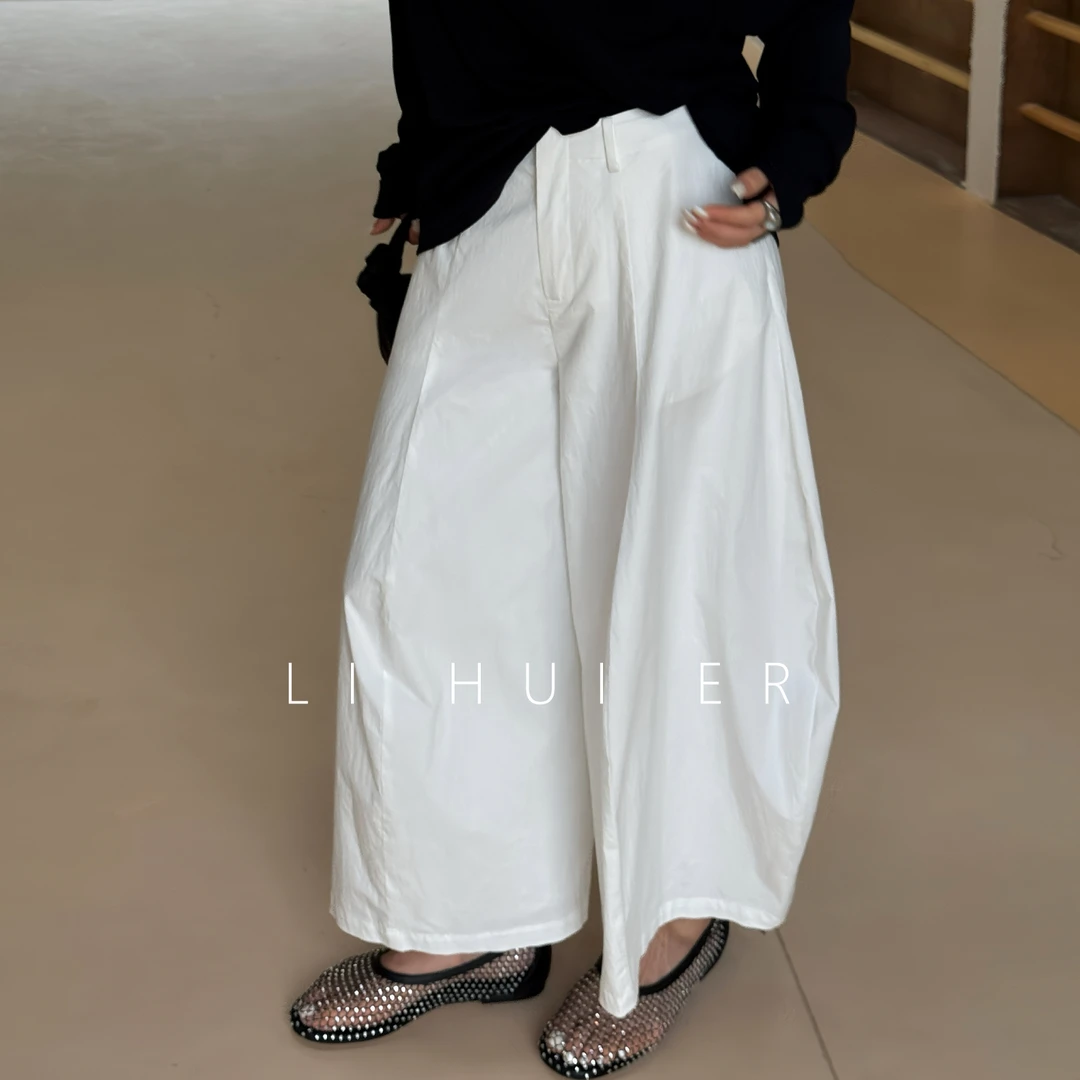 LiHuiEr李慧儿【白昼】秋款休闲时尚设计师款白色休闲裤J-YC-657