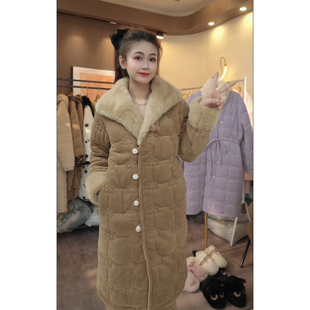 【秀秀家】冬季上新《富贵咖2.0》三层夹棉加绒加厚睡衣套装家居服