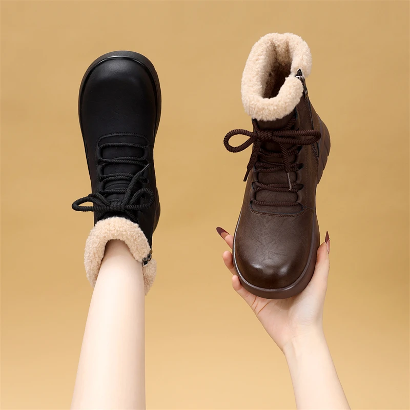 显脚小时尚雪地靴女2025冬季新款百搭加绒保暖显瘦软底圆头大棉靴