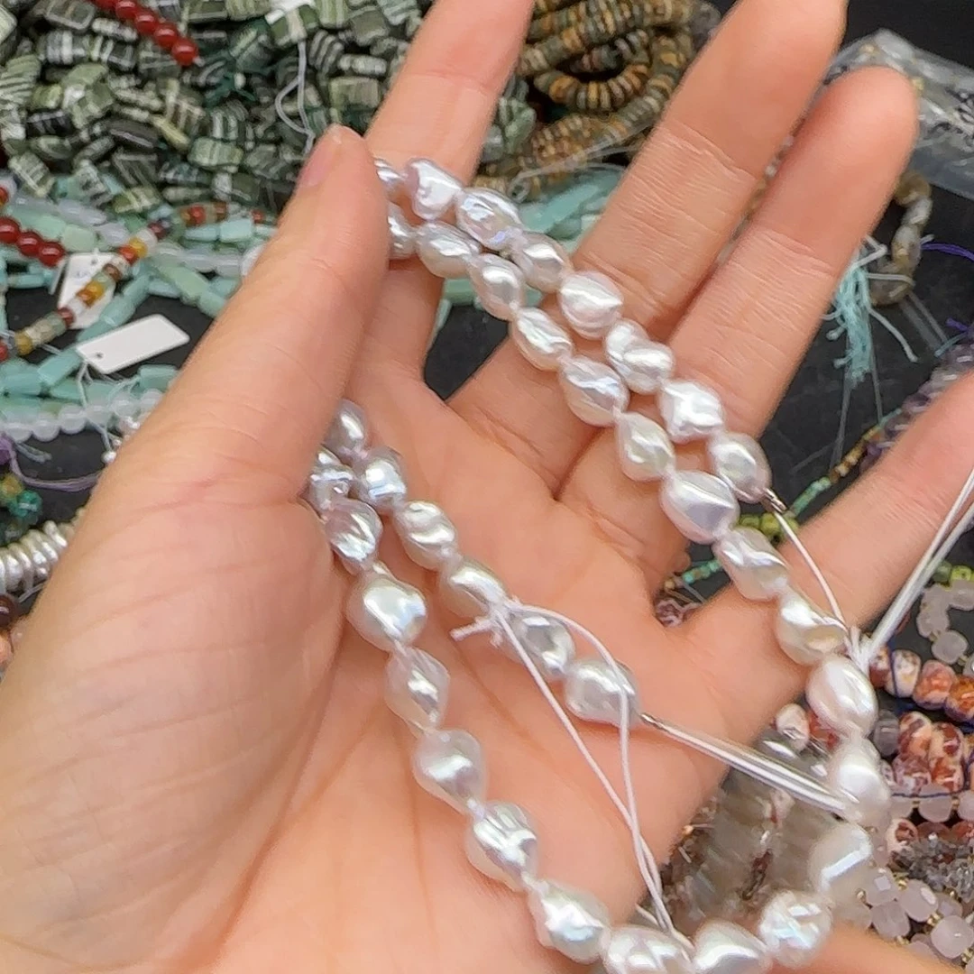 山***0玛瑙/玉髓合金珠宝半成品珍珠冷光拍四82发一条