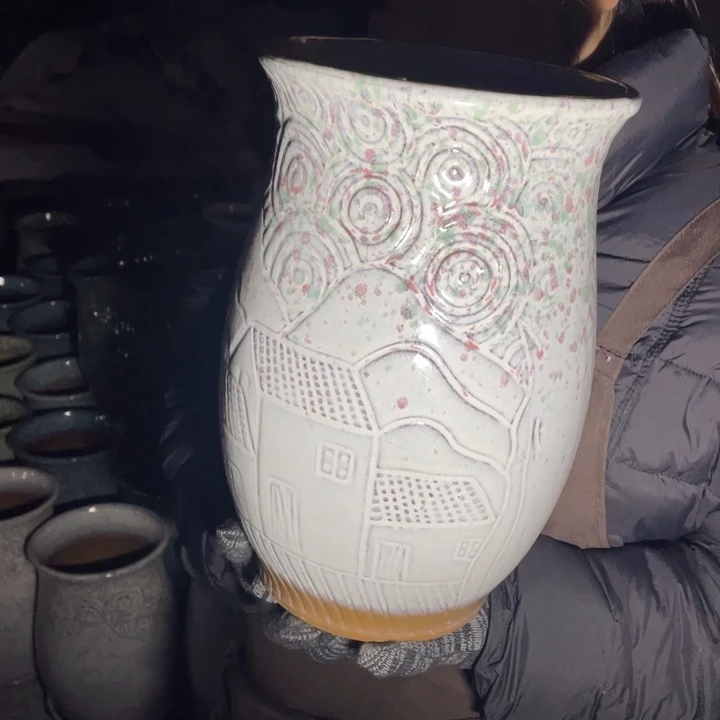 紫砂花盆口19高30瑕疵瑕疵