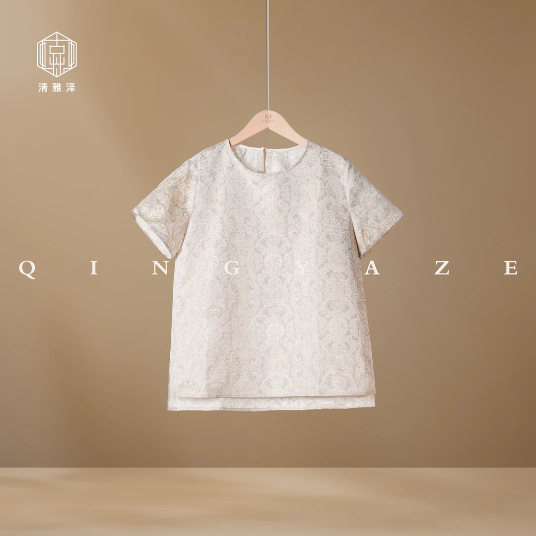 手工三经绞罗·白金团花！桑蚕丝织金新中式上衣！GZ6291