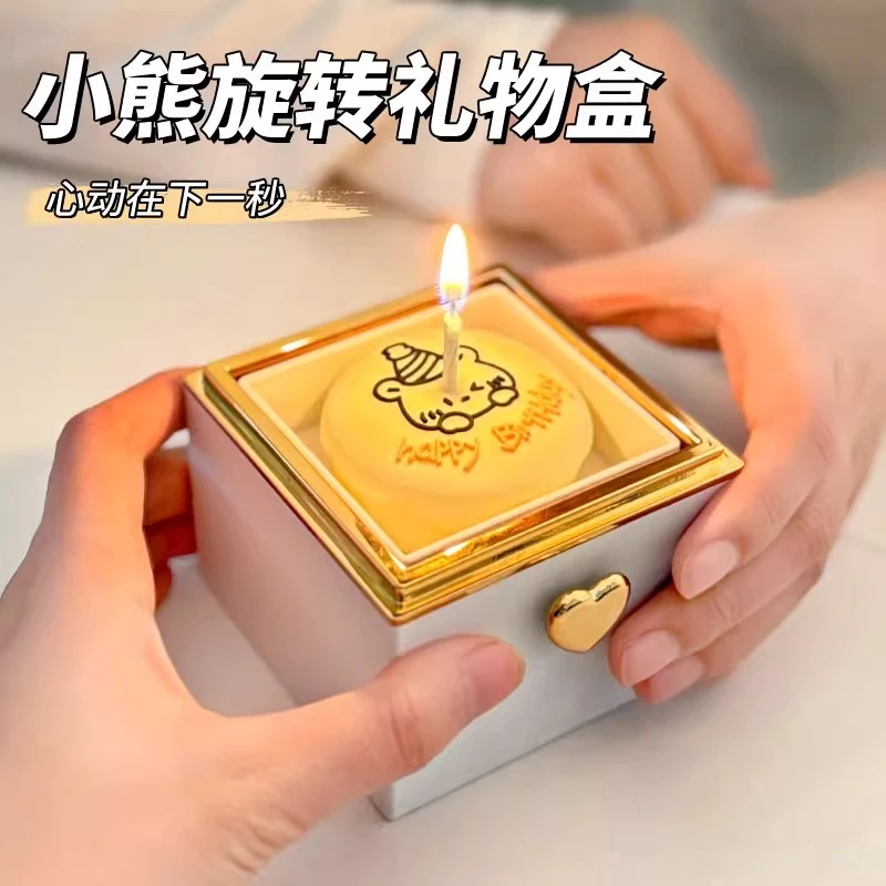 旋转创意高颜值可翻转戒指项链盒求婚礼物情人节生日礼物礼物盒