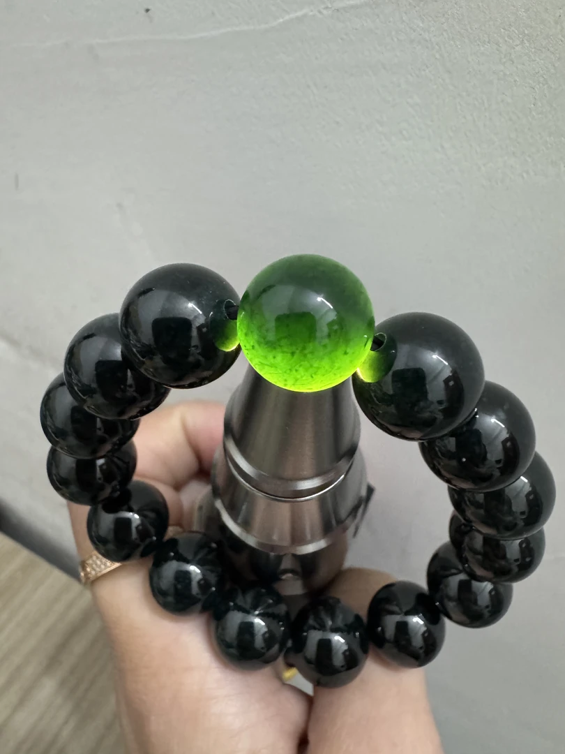 墨翠手串，尺寸12.7mm-13mm左右