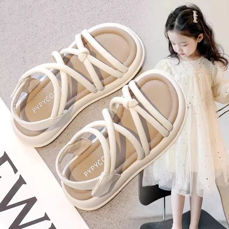 ABC 女童夏季凉鞋2025夏季儿童时尚罗马凉鞋女宝公主鞋小女孩软底