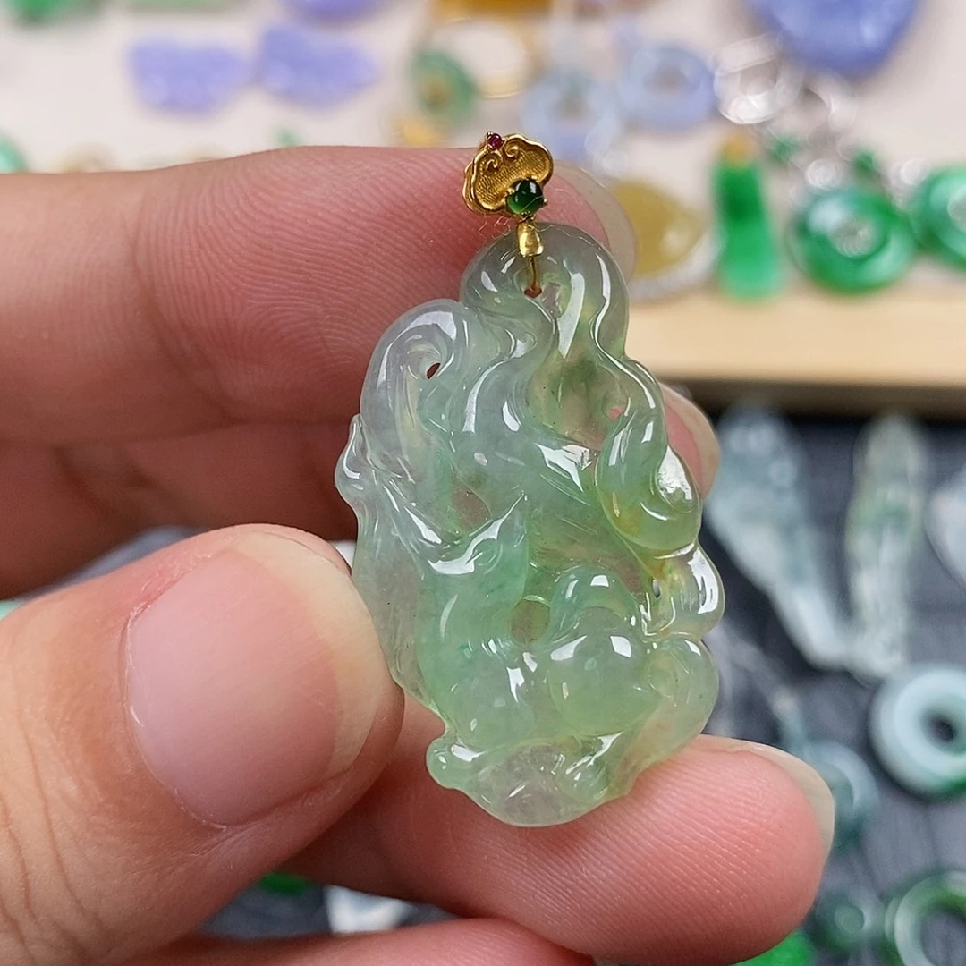 翡翠18K金镶嵌颈饰［****］翡翠