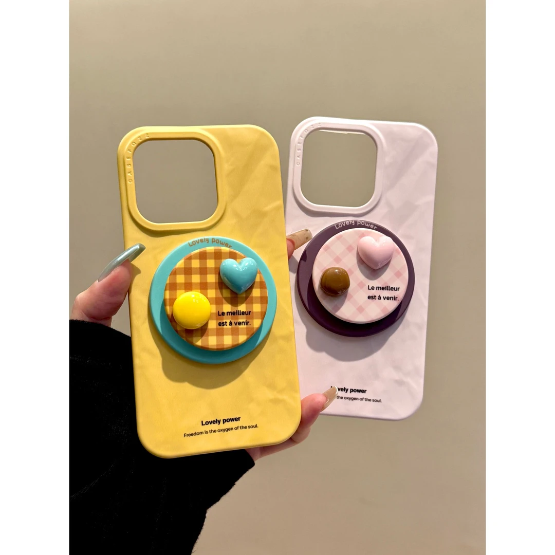 适用苹果iphone16promax韩系褶皱15pro格纹支架14磁吸13ins手机壳