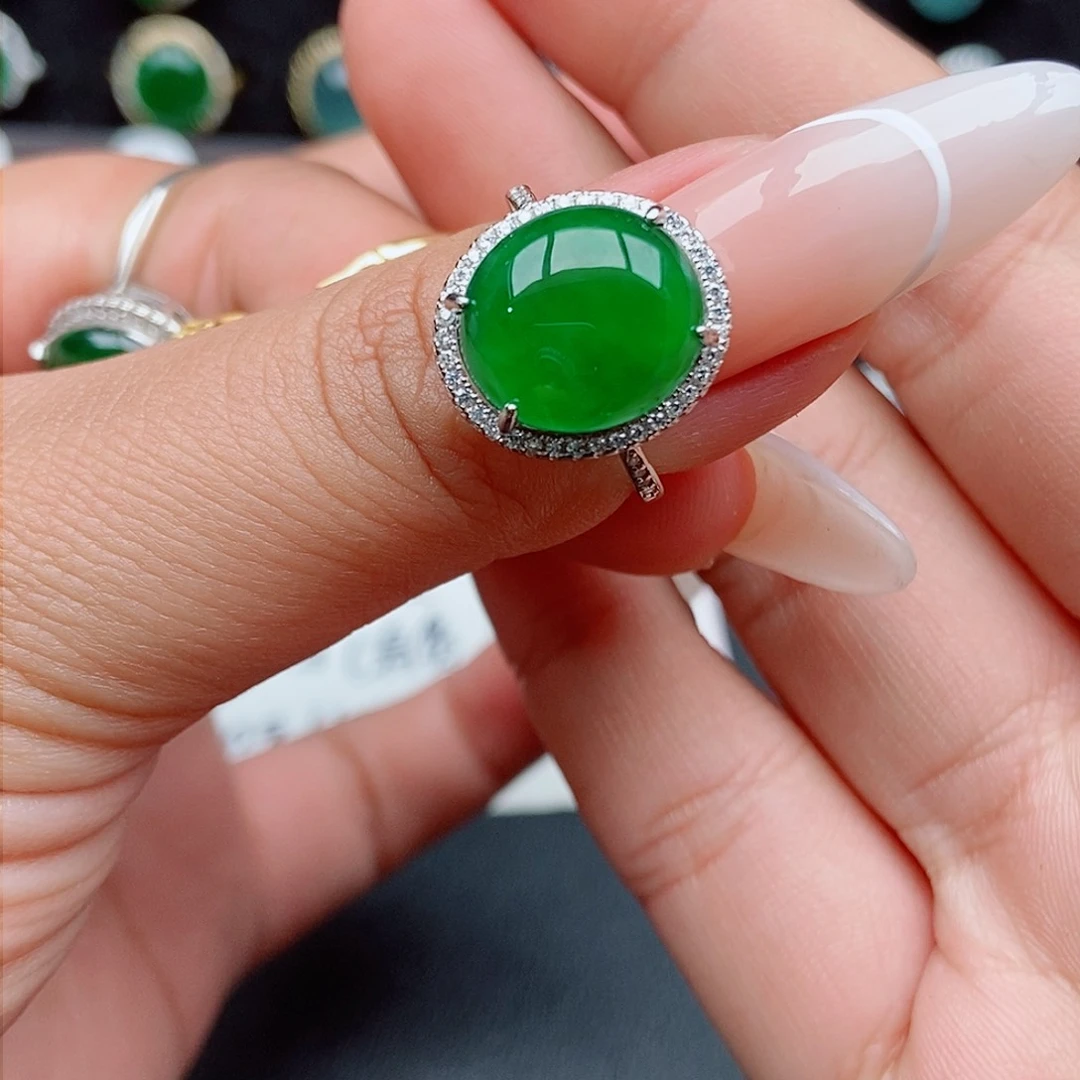 翡翠戒指银S925镶嵌杯****。55744