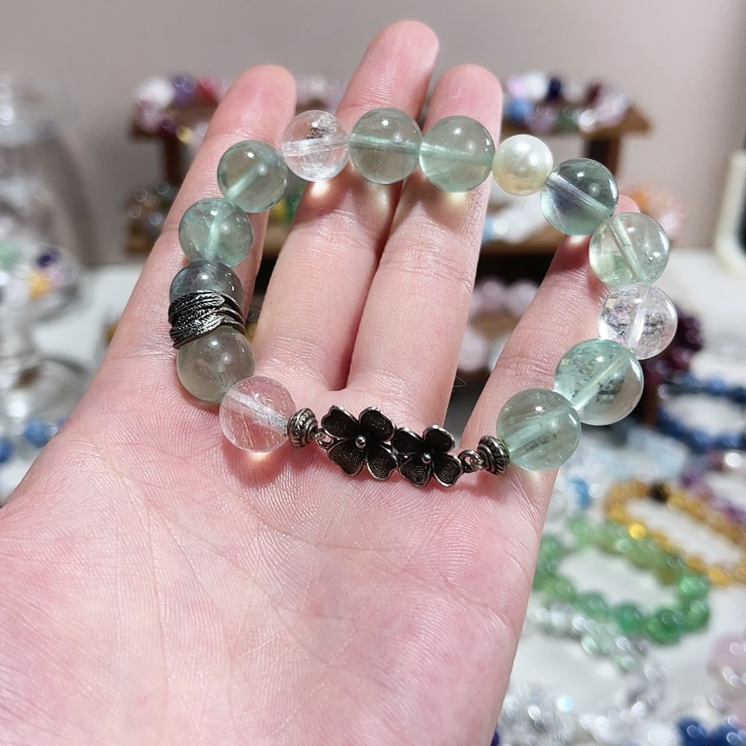水晶手链未镶嵌绿萤石