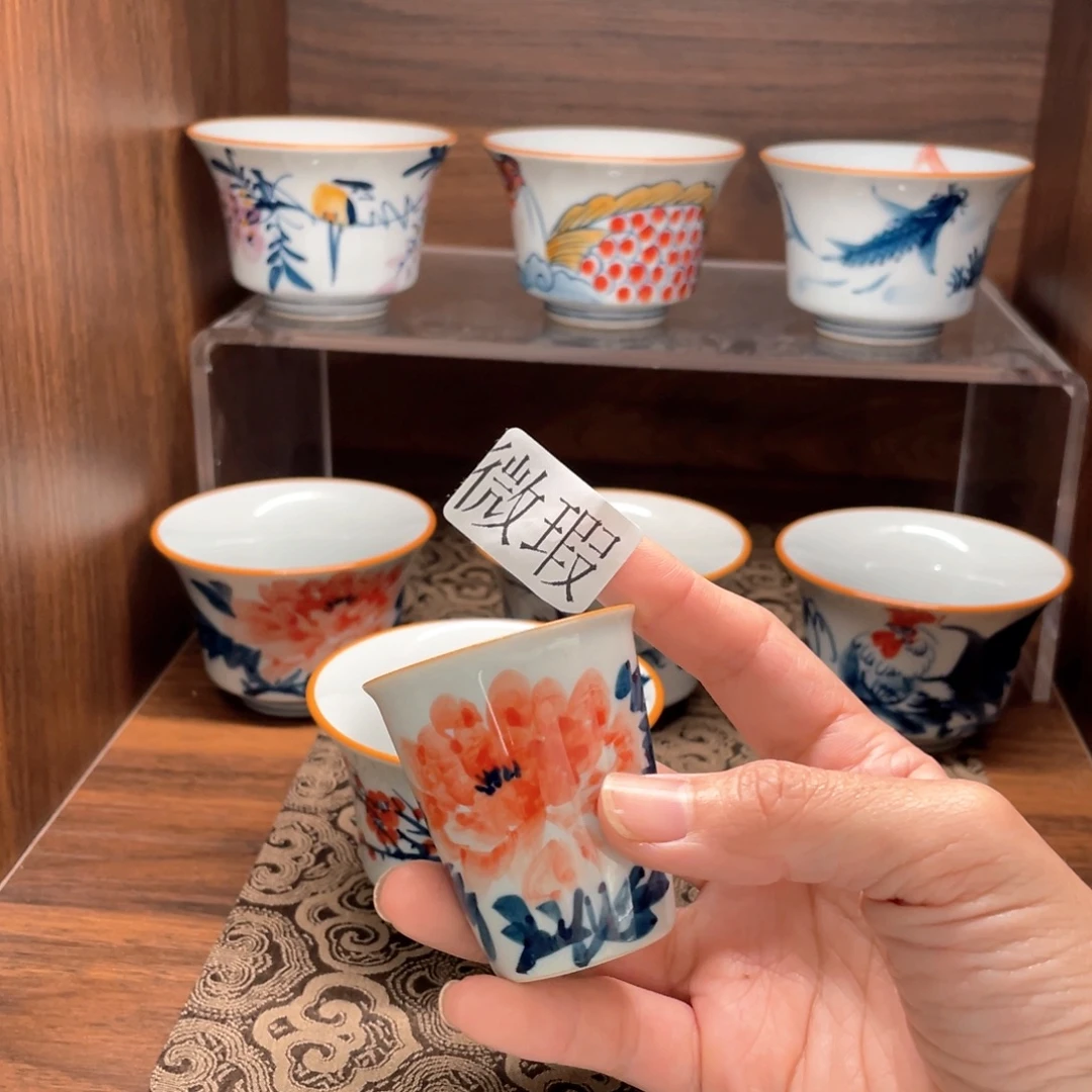 釉下手绘茶具微瑕