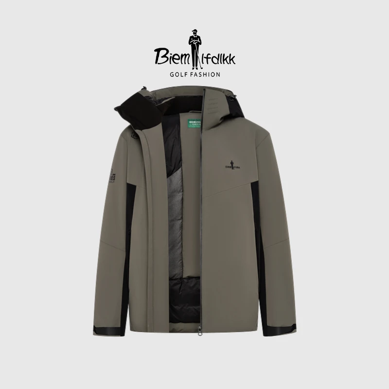 比音勒芬高尔夫外套秋冬新款休闲防风保暖90白鸭绒连帽羽绒服男士