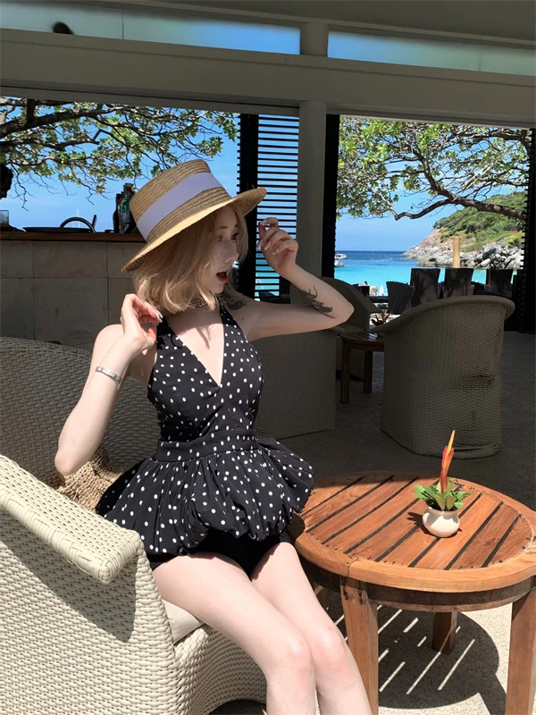 【运补6-10】法式轻奢高级感波点挂脖露背吊带设计感v领开衫