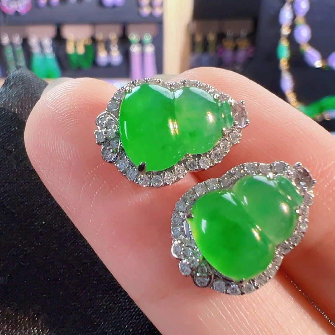 翡翠18K金镶嵌耳饰【福利款】签收后24小时鉴赏期