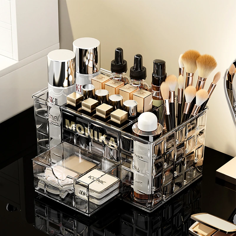 优勤化妆品收纳盒桌面口红护肤品置物架梳妆台分格抽屉式整理盒子