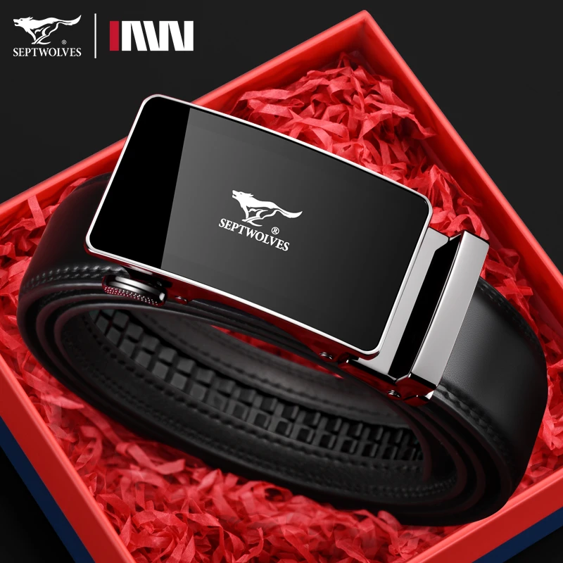 七匹狼皮带男真皮男款腰带牛皮自动扣爸爸正品年轻人青年裤带礼盒