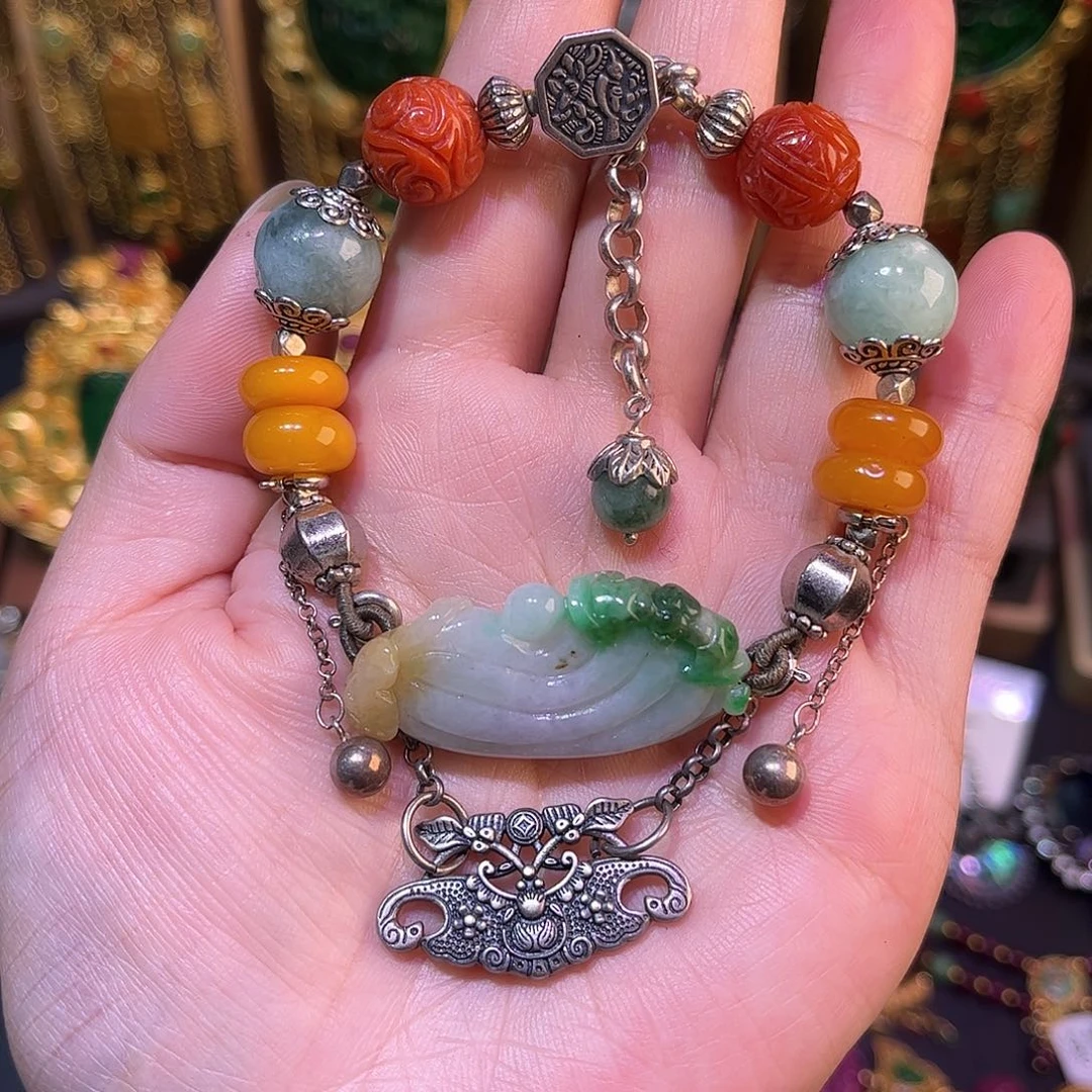 翡翠未镶嵌手链福利款翡翠多宝手链