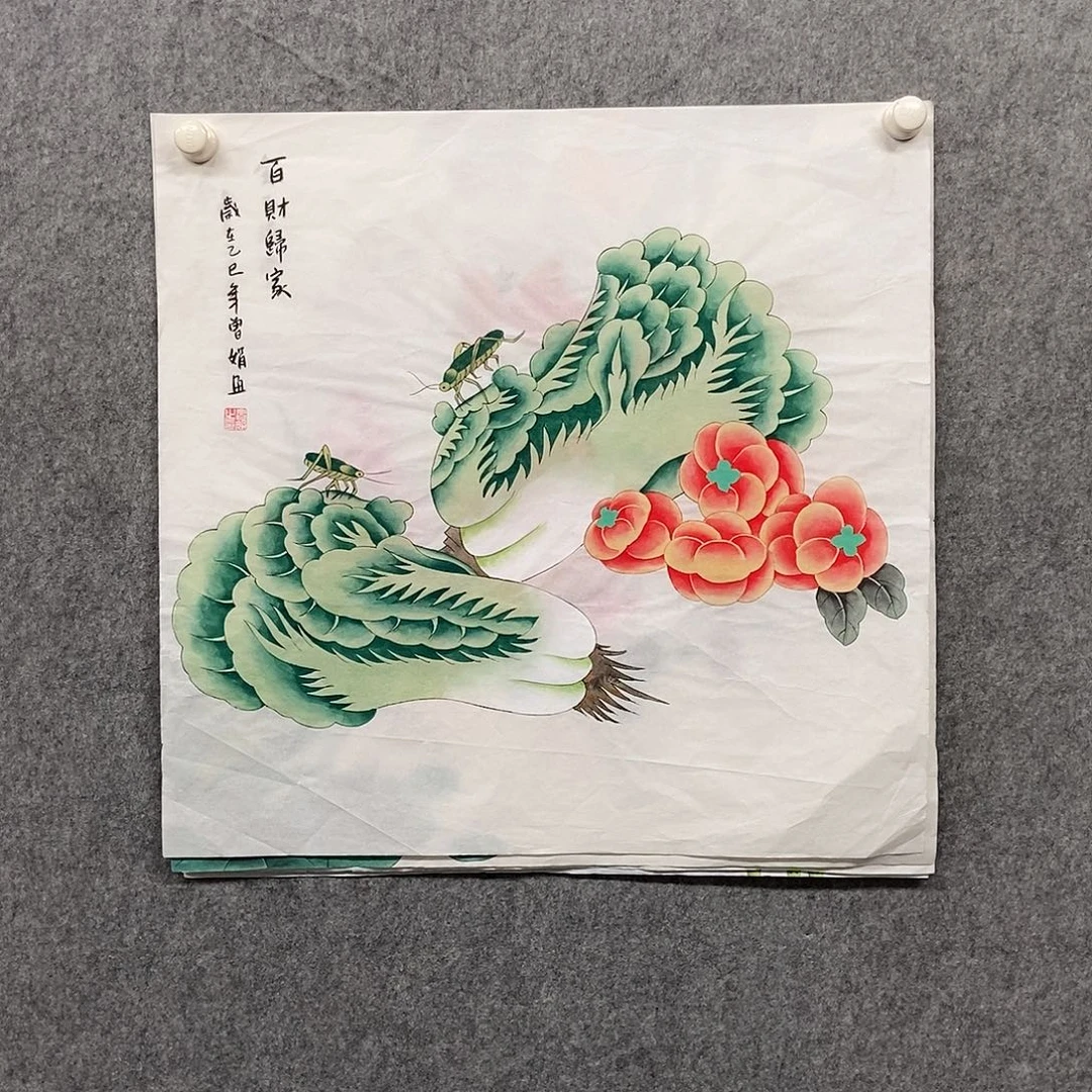 国画四尺斗方工笔花鸟一幅