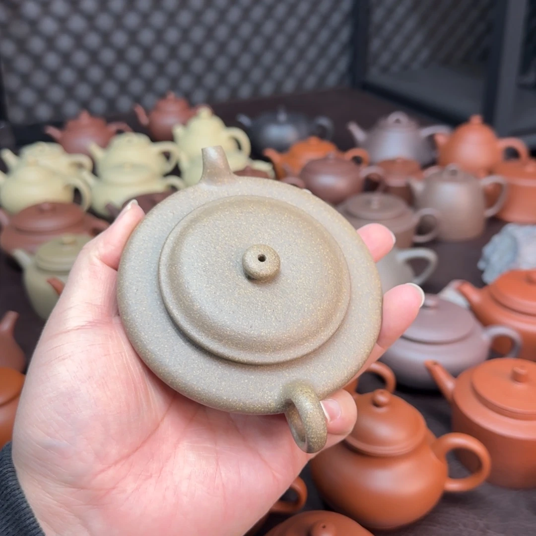 懶***字紫砂茶壶老青段虚扁 微瑕