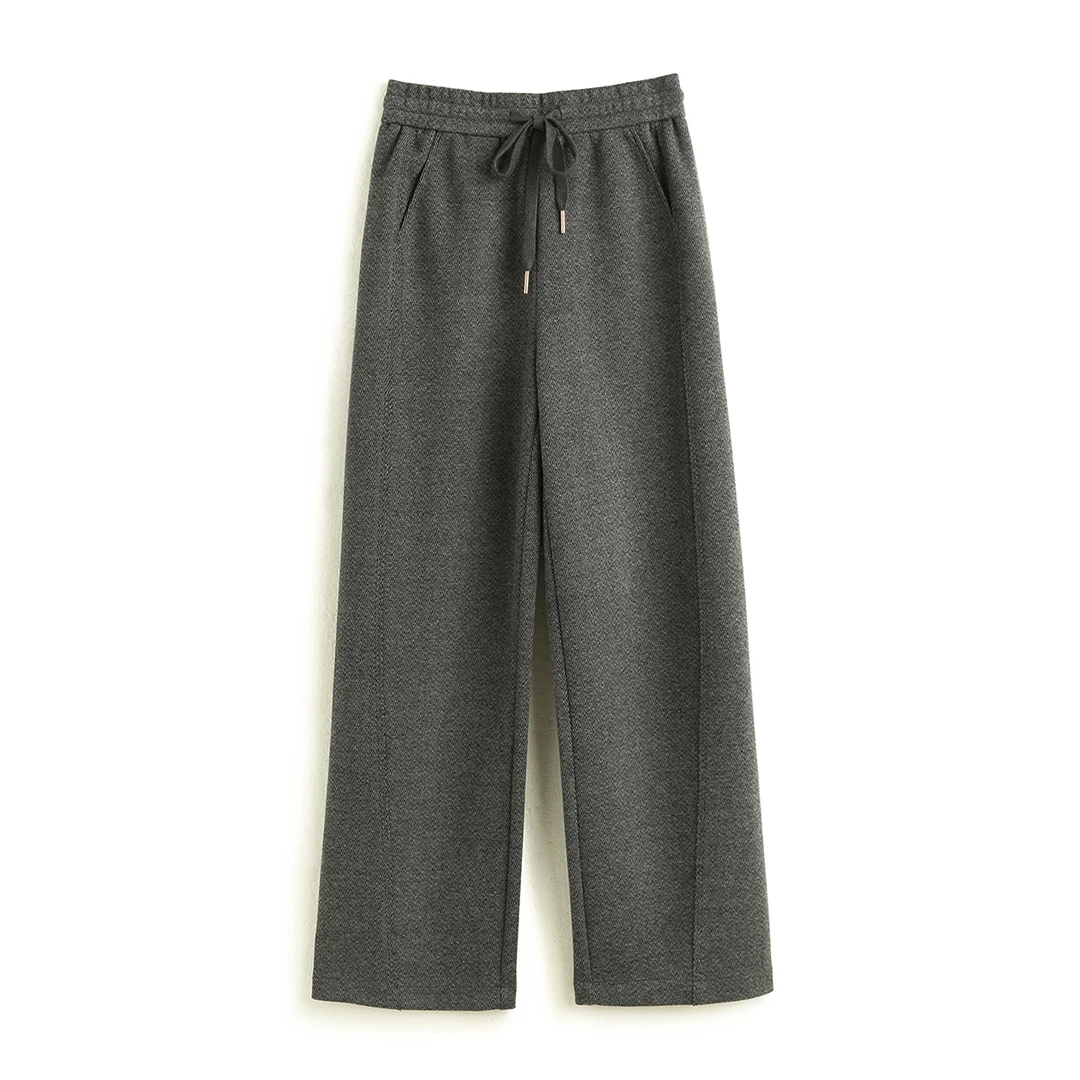 PALUOPO/帕罗秋冬百搭纯色厚款阔腿休闲裤ET23370K