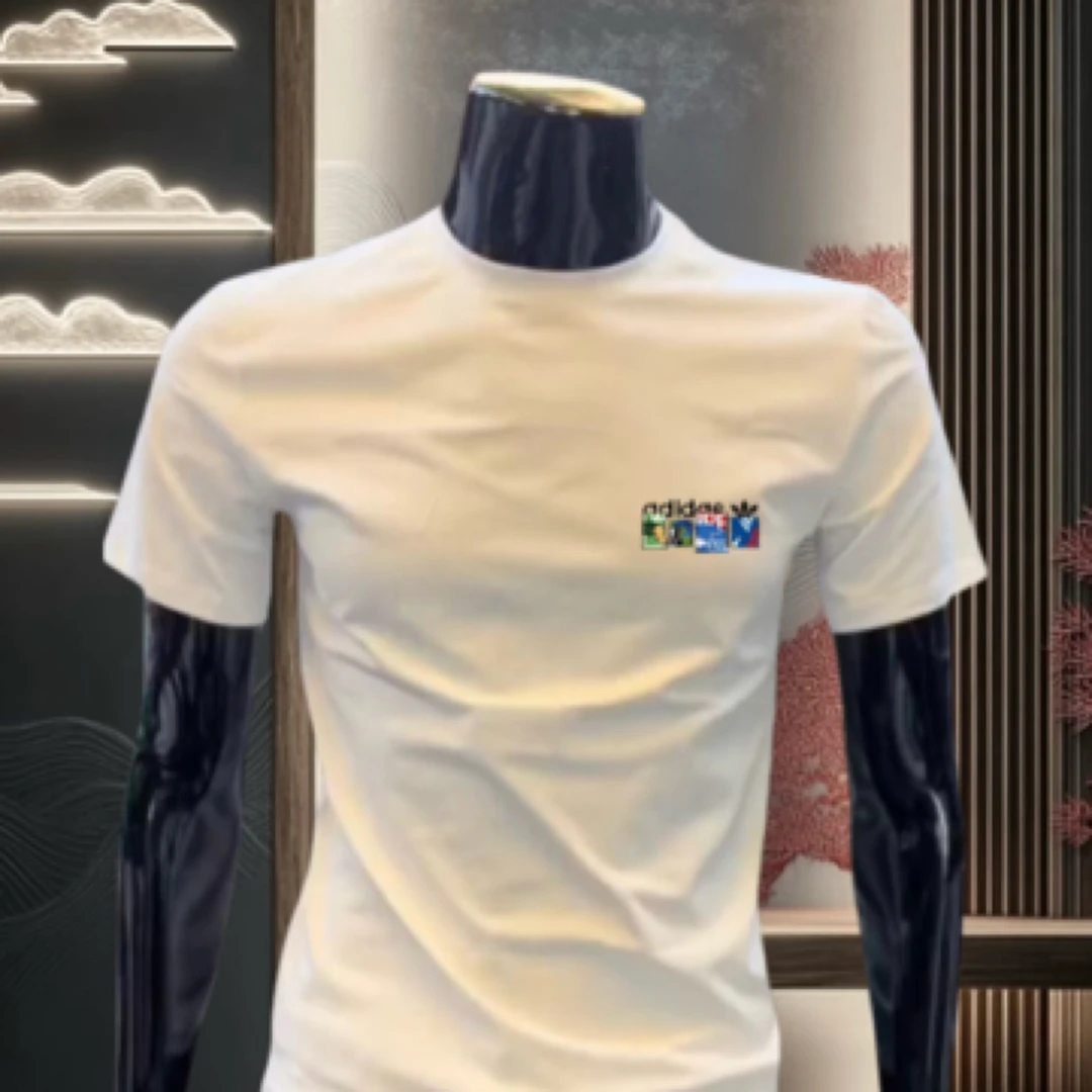 2025夏季新款时尚圆领男士短袖凉感透气冰丝T恤创意印花百搭上衣