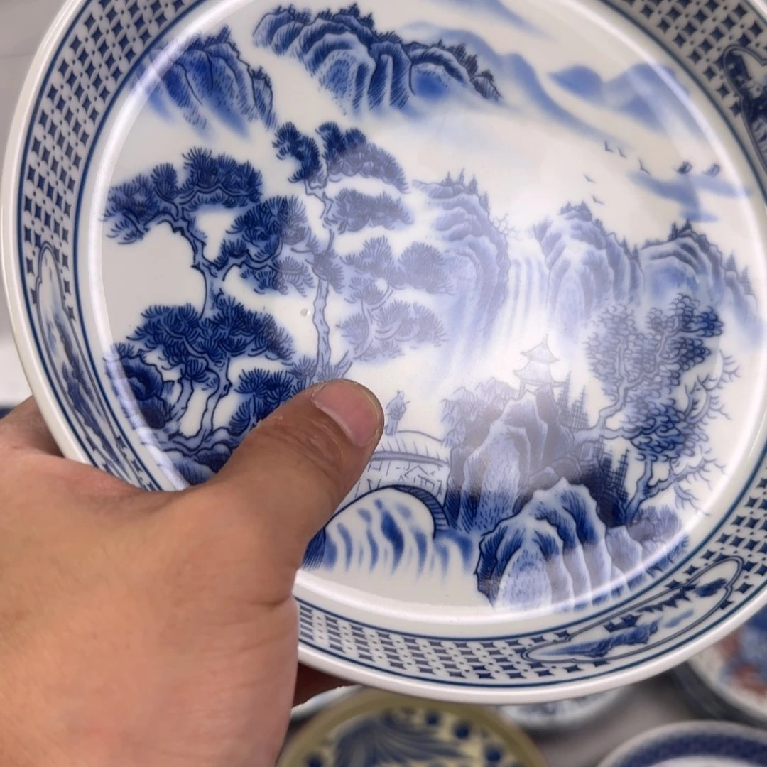 杯青花山水大壶承