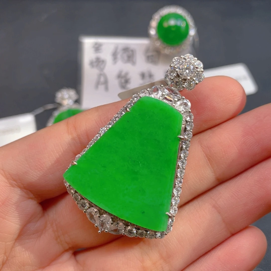 翡翠银S925镶嵌吊坠(不含链)