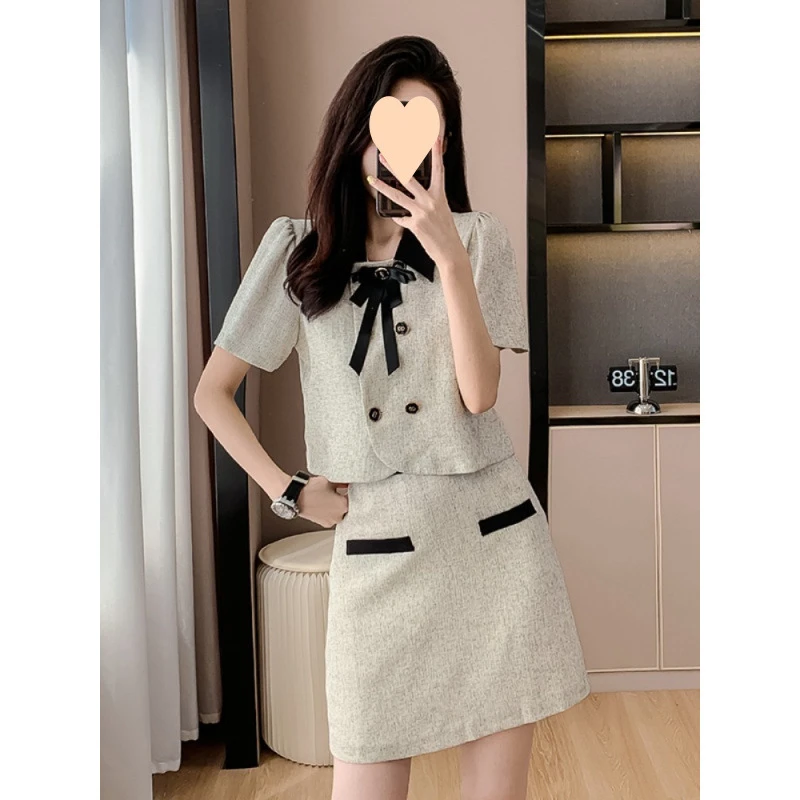 夏季2025新款短外套上衣女士半身裙两件套时尚套装小香风夏天显瘦