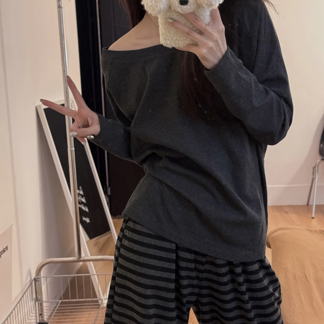 睡衣女春秋季纯棉长袖大码可外穿2025新款冬天黑色家居服休闲套装