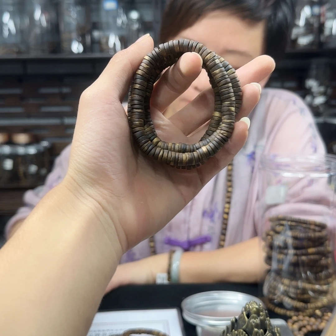 沉香手串奇楠沉香片片珠单圈多样性发一