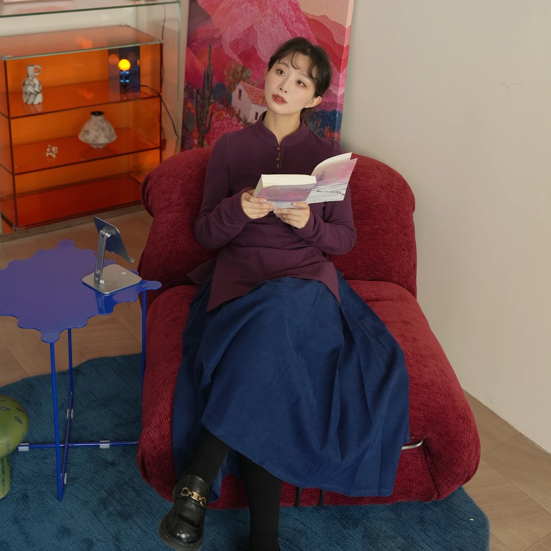 谜阿凰【深蓝马面裙】汉元素纯色日常百搭秋冬保暖汉服半身裙女