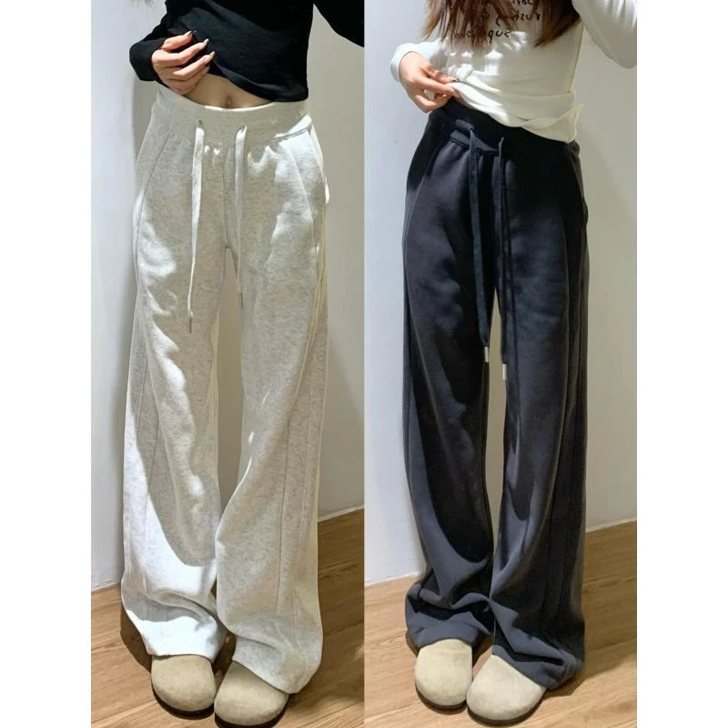 【橙子专属】加绒卫裤直筒阔腿高腰宽松休闲