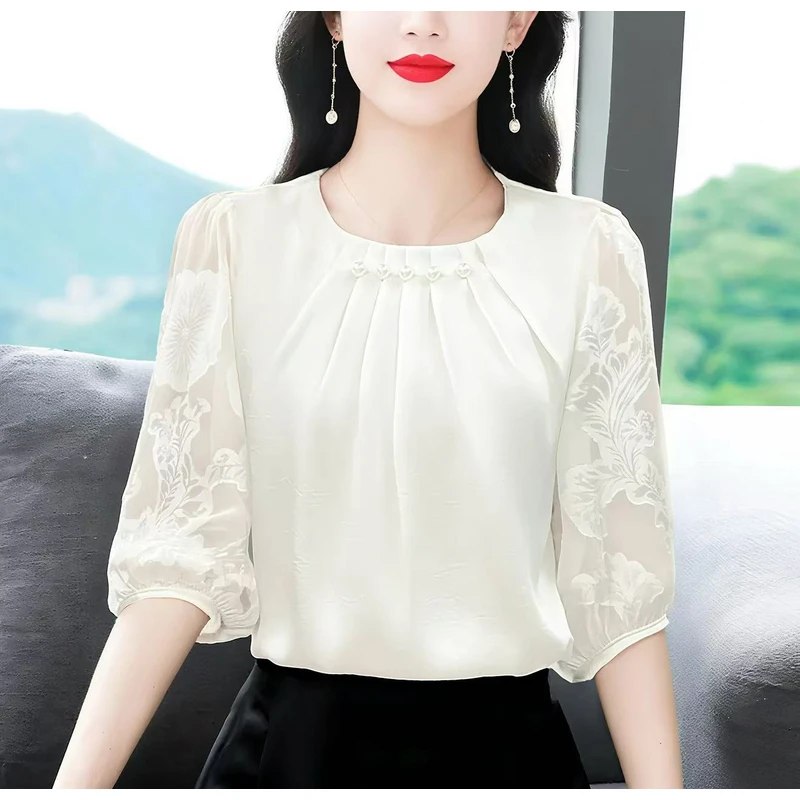 法式短袖衬衫女夏季2025年新款漂亮小衫超火减龄短袖T恤上衣