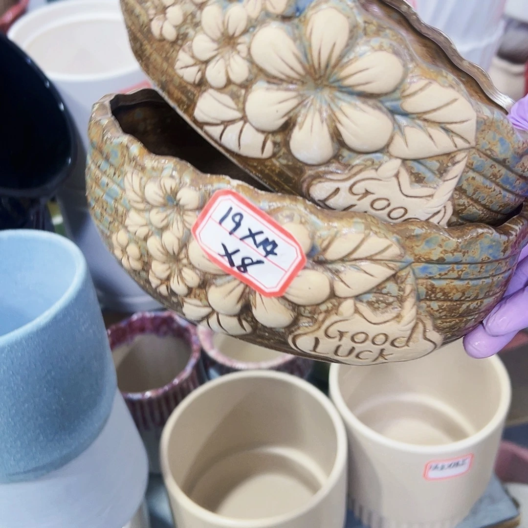 有孔外贸尾单陶瓷花盆凑单10米包邮