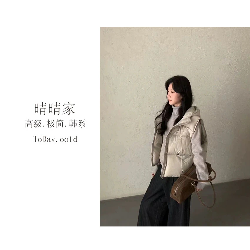 晴晴家-【心动符号】秋季韩系新款连帽百搭简约休闲外套马甲Mu55